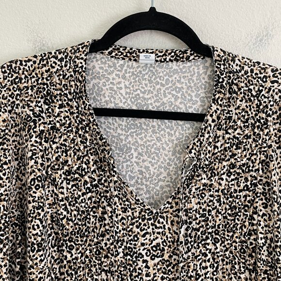Old Navy Womens Plus XXL Animal Print Tunic Top Front Tassel Tie Shirt - Picture 9 of 13